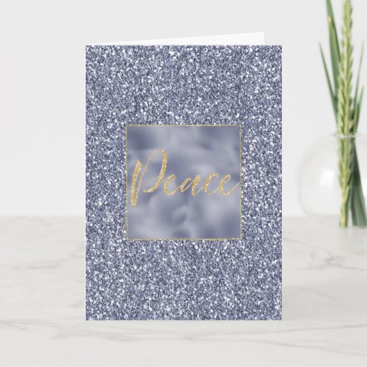Paarse Gouden Glitter Peace Kaart (Voorkant)