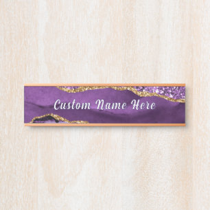 Paarse Gouden Glitter Persoonlijke Naam Deur Bord Deurbordje