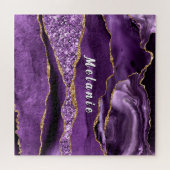 Paarse Gouden Glitter Puzzel Geschenk Gepersonalis (Horizontaal)
