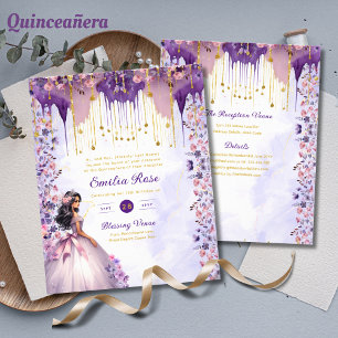 Paarse Gouden Glitter Quinceanera Jurk Bloemrozen