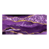 Paarse Gouden Glitter Rack Kaart met Aangepaste Na (Achterkant)