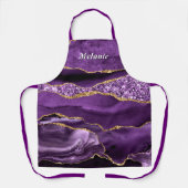 Paarse Gouden Glitter Schort Gepersonaliseerd Jouw (Voorkant)