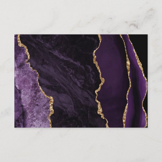 Paarse gouden glitter script bruiloft details informatiekaartje (Achterkant)