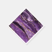 Paarse Gouden Glitter Servetten met Aangepaste Naa (Hoek)