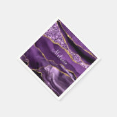 Paarse Gouden Glitter Servetten Met Naam Op Maat (Hoek)