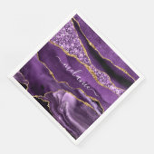 Paarse Gouden Glitter Servetten Persoonlijke Naam (Hoek)