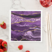 Paarse Gouden Glitter Servetten Persoonlijke Naam (Insitu)