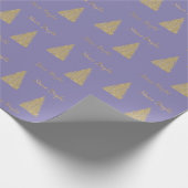 Paarse Gouden Glitter Shine Kerstbomen Cadeaupapier (Hoek)
