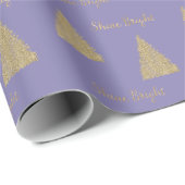 Paarse Gouden Glitter Shine Kerstbomen Cadeaupapier (Rol Hoek)