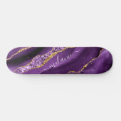 Paarse Gouden Glitter Skateboard met Aangepaste Na (Horizontaal)