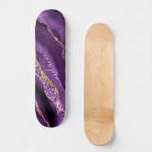 Paarse Gouden Glitter Skateboard met Aangepaste Na (Voorkant)