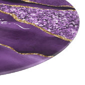 Paarse Gouden Glitter Snijplank met Aangepaste Naa (Hoek)