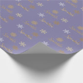 Paarse Gouden Glitter Sparkle Snowflakes Cadeaupapier (Hoek)