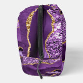 Paarse Gouden Glitter Sparkly Aangepaste Naam Dopp Toilettasje (Rechts)