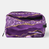 Paarse Gouden Glitter Sparkly Aangepaste Naam Dopp Toilettasje (Achterkant)