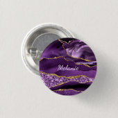 Paarse Gouden Glitter Sparkly Button en aangepaste (Voorkant /achterkant)