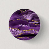Paarse Gouden Glitter Sparkly Button en aangepaste (Voorkant)