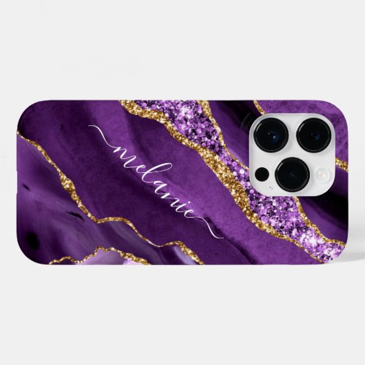 Paarse Gouden Glitter Sparkly Jouw naam iPhone Cas Case-Mate iPhone Case (Achterkant (horizontaal))