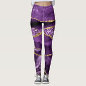 Paarse Gouden Glitter Sparkly Leggings Aangepaste  (Voorkant)