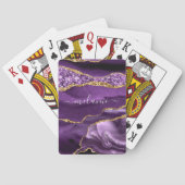 Paarse gouden glitter speelkaarten met aangepaste (Achterkant)