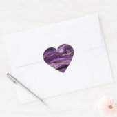 Paarse Gouden Glitter Sticker met Aangepaste Naam (Envelop)