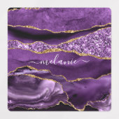 Paarse Gouden Glitter Stickers met Aangepaste Naam (Design 1)