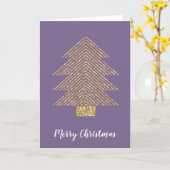 Paarse gouden glitter strepen kerstboom kaart (Gele Bloem)