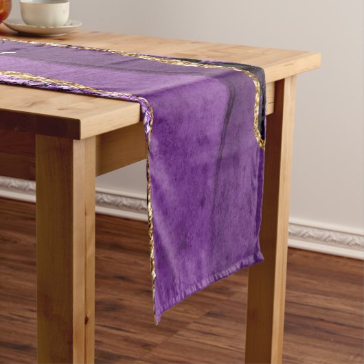 Paarse Gouden Glitter Tafelloper met aangepaste na (Voorbeeld)
