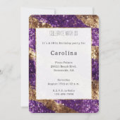 Paarse gouden glitter verjaardag kaart (Voorkant)