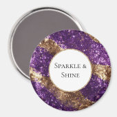 Paarse gouden glitter verjaardag magneet (Voorkant / Achterkant)