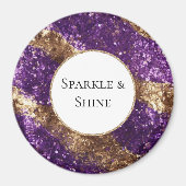 Paarse gouden glitter verjaardag magneet (Voorkant)