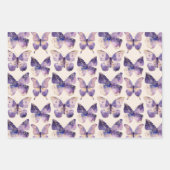 Paarse Gouden Glitter Vlinders Bogen Verjaardag Inpakpapier Vel (Voorkant 2)