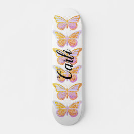 Paarse Gouden Glitter Vlinders Persoonlijk Skateboard