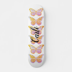 Paarse Gouden Glitter Vlinders Persoonlijk Skateboard