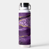 Paarse Gouden Glitter Waterfles met aangepaste naa (Achterkant)