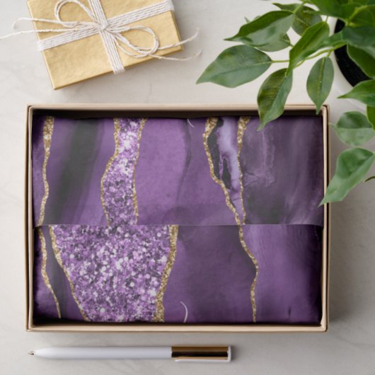 Paarse Gouden Glitter Weefselpapier met Aangepaste Tissuepapier (Geschenk)