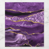 Paarse Gouden Glitter Wijnflesetiket Aangepaste Na Wijn Etiket (Enkel label)