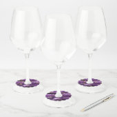 Paarse Gouden Glitter Wijnglas Label en aangepaste (Set)