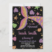 Paarse Gouden Glitter Zeemeermin Staart Verjaardag Kaart (Voorkant)