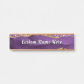 Paarse Gouden Glitterende Aangepaste Naam Deur Bor Deurbordje (Voorkant)