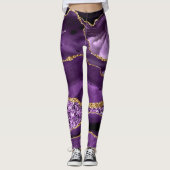 Paarse Gouden Glitterende Leggings Aangepaste Naam (Voorkant)