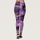 Paarse Gouden Glitterende Leggings Aangepaste Naam (Achterkant)