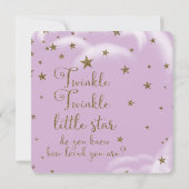 Paarse gouden glittersterren Het is een meisje Bab Kaart (Achterkant)