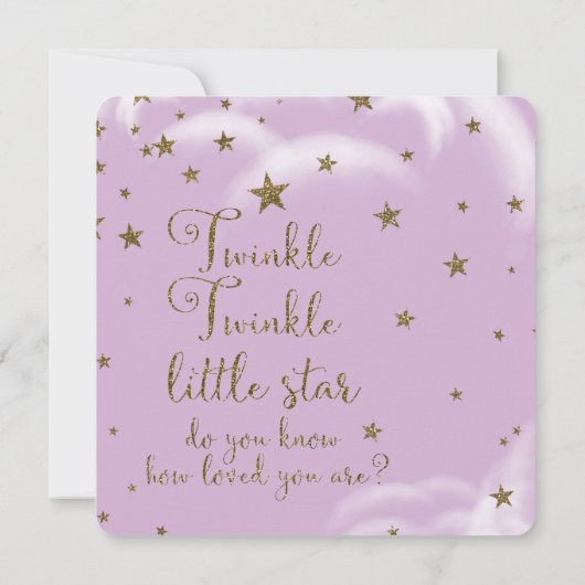 Paarse gouden glittersterren Het is een meisje Bab Kaart (Achterkant)