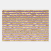 Paarse Gouden Glitz Sparkle Stripes Luipaard Inpakpapier Vel (Voorkant 3)