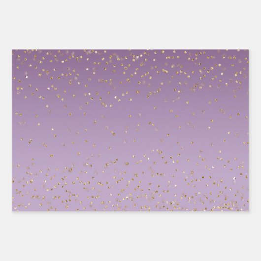 Paarse Gouden Glitz Sparkle Stripes Luipaard Inpakpapier Vel (Voorkant)