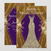 Paarse & Gouden Gordijnen Jurk Vrijgezellenfeest U Kaart (Voorkant / Achterkant)