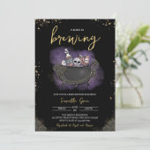 Paarse gouden gotische Halloween Baby shower Kaart (Staand voorkant)