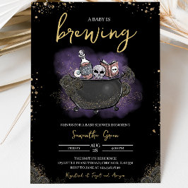 Paarse Gouden Gotische Halloween Baby Shower Kaart
