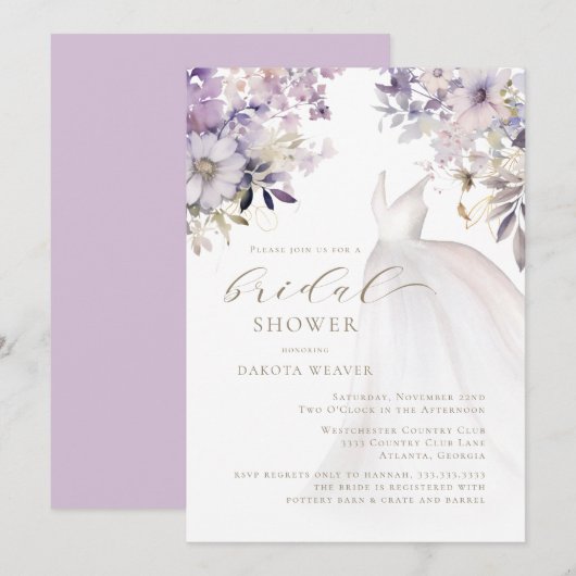 Paarse gouden groen bruiloft jurk Vrijgezellenfees Kaart (Voorkant / Achterkant)